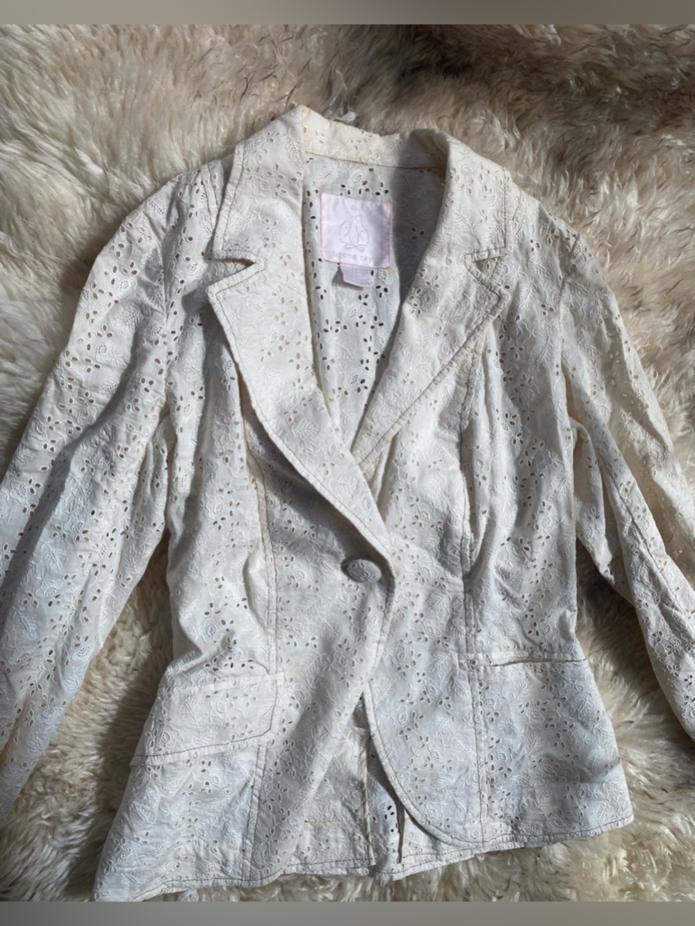 Rebecca Taylor White Eyelet Cotton Blazer